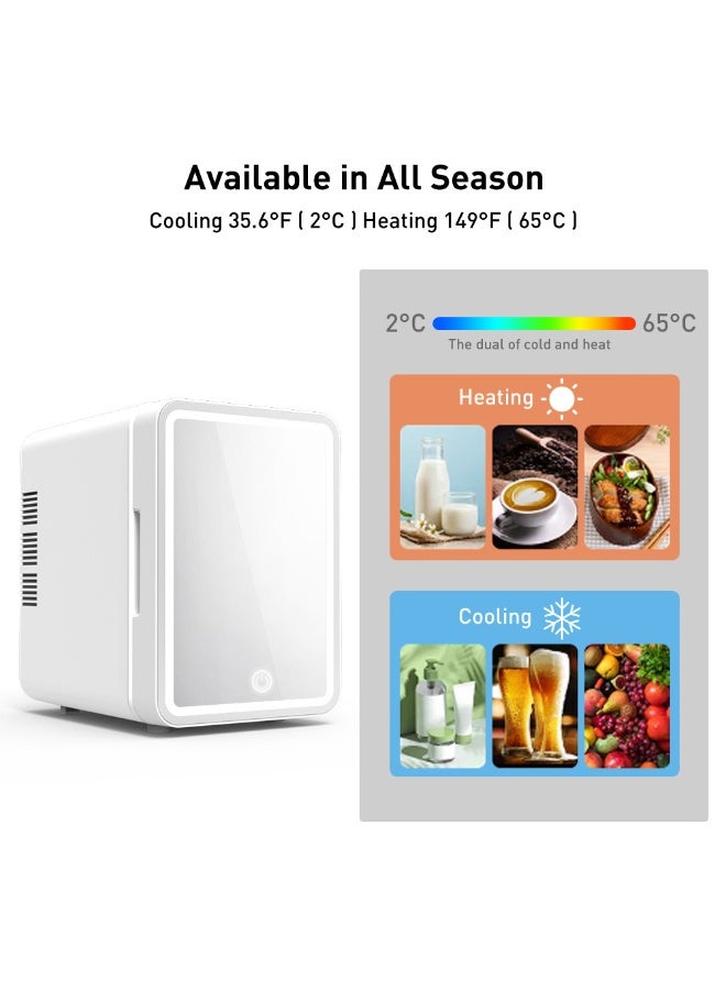 MIXDE Portable Mini Makeup Fridge with LED Light Mirror Cosmetic Storage Cooler and Warmer Freezer - Image 2
